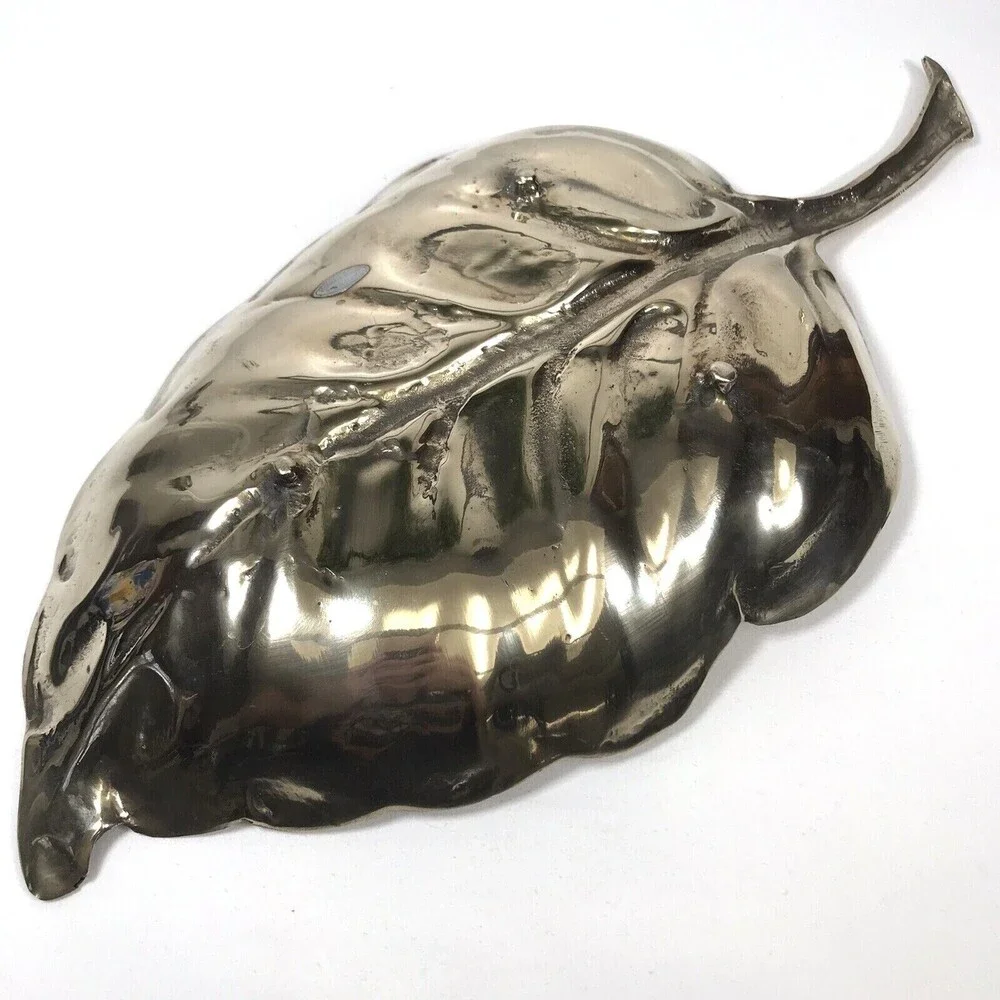 BRASS LEAF Footed Tray Serving Dish Center Piece Huge 16
